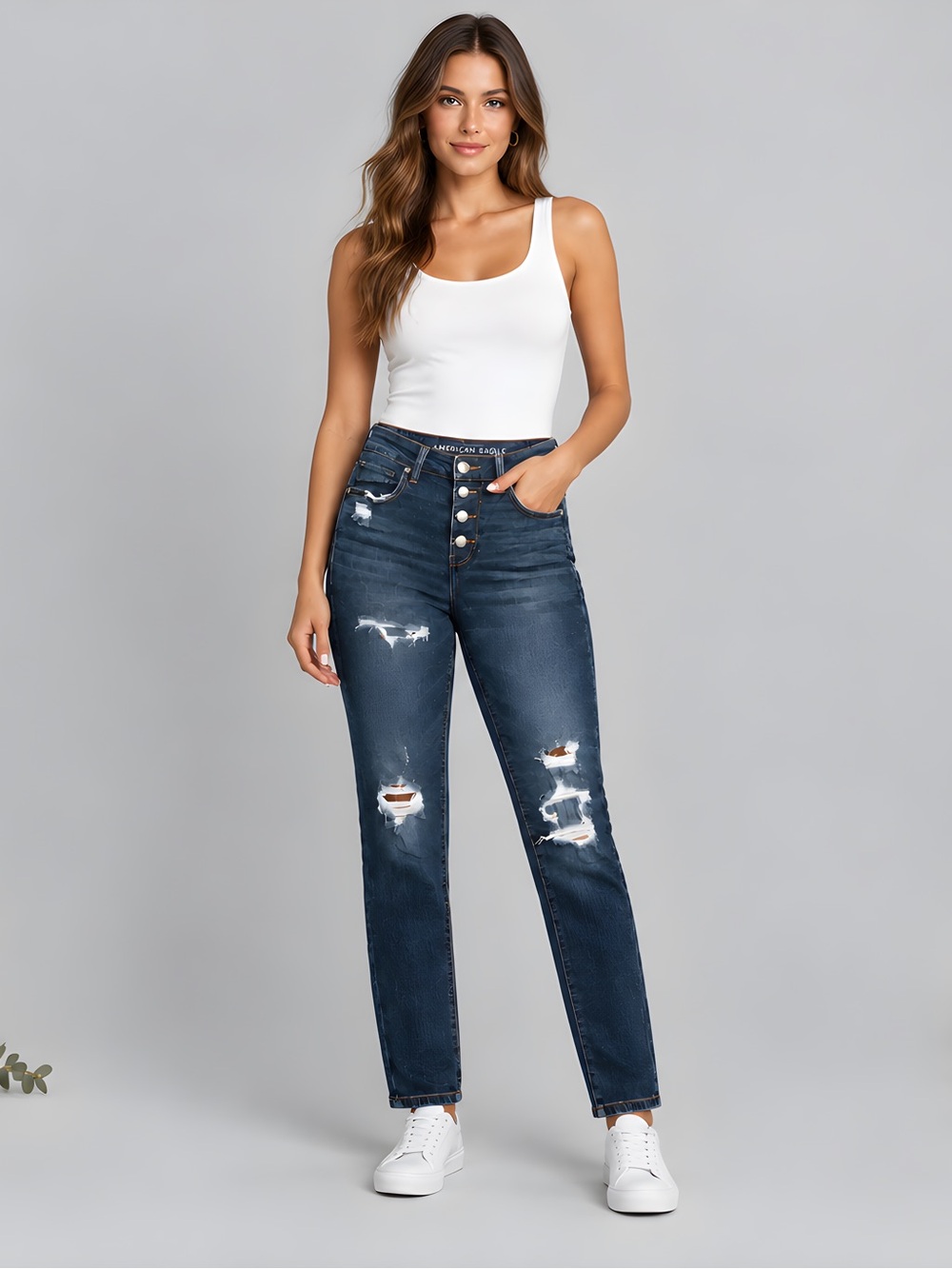 American Eagle Outfitters Next Level Stretch Hi Rise Distressed Jeans 4
